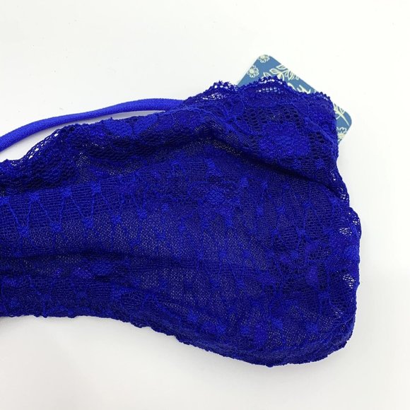 Intimately Free People Bra Essential Bandeau Blue Lace Bralette NWT - Picture 4 of 7